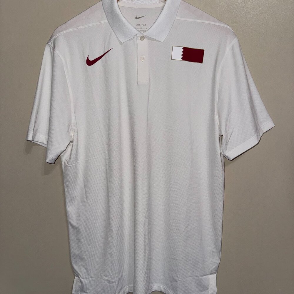 Nike Pro Elite Qatar Team Issue Dri-FIT Polo Shirt White Men’s M CT0758-100 NEW